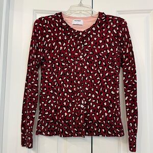 Old Navy Red and Black Leopard Cardigan